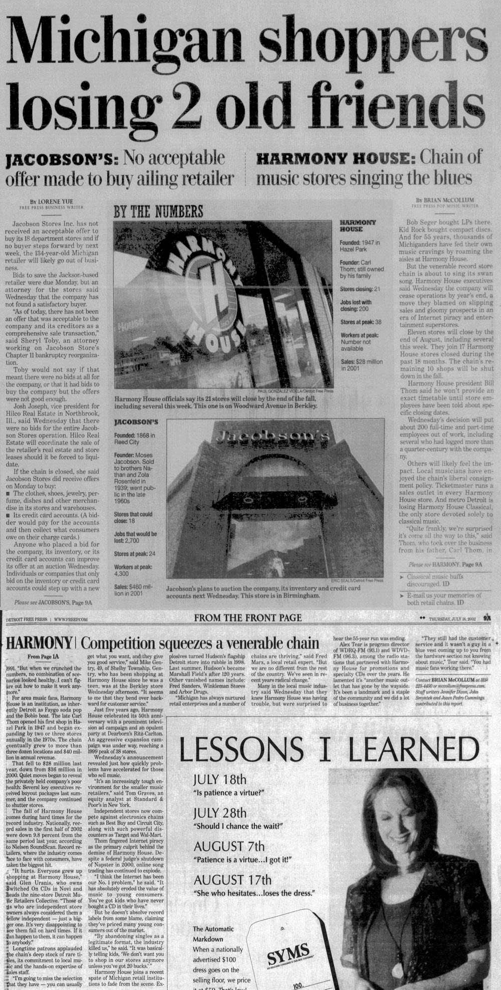 Harmony House Records and Tapes - Jul 18 2002 Article On Closing